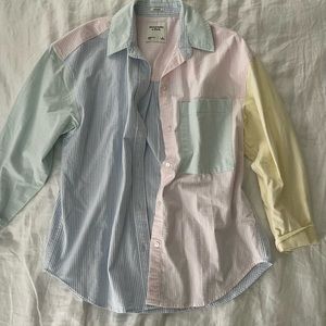 Abercrombie Women’s SMALL Pastel Striped Color Block Button Up